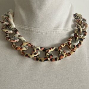 Curb Link Leopard Print Chain Necklace